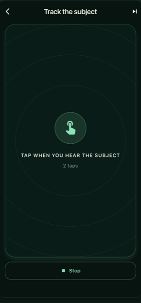 The Track exercise: tap when the fugue subject enters